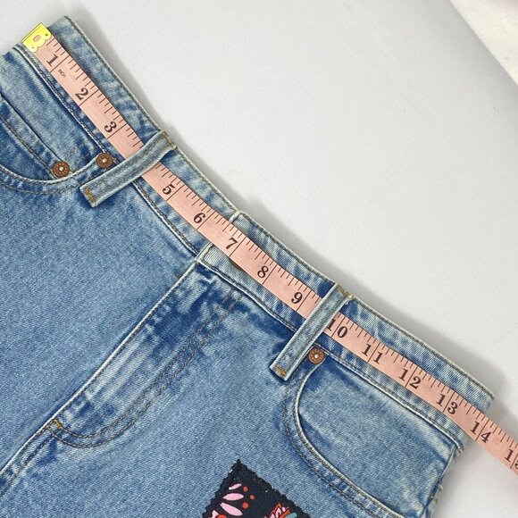 Alice + Olivia Parchwork Route 66 Denim Skirt 25 - Picture 8 of 10